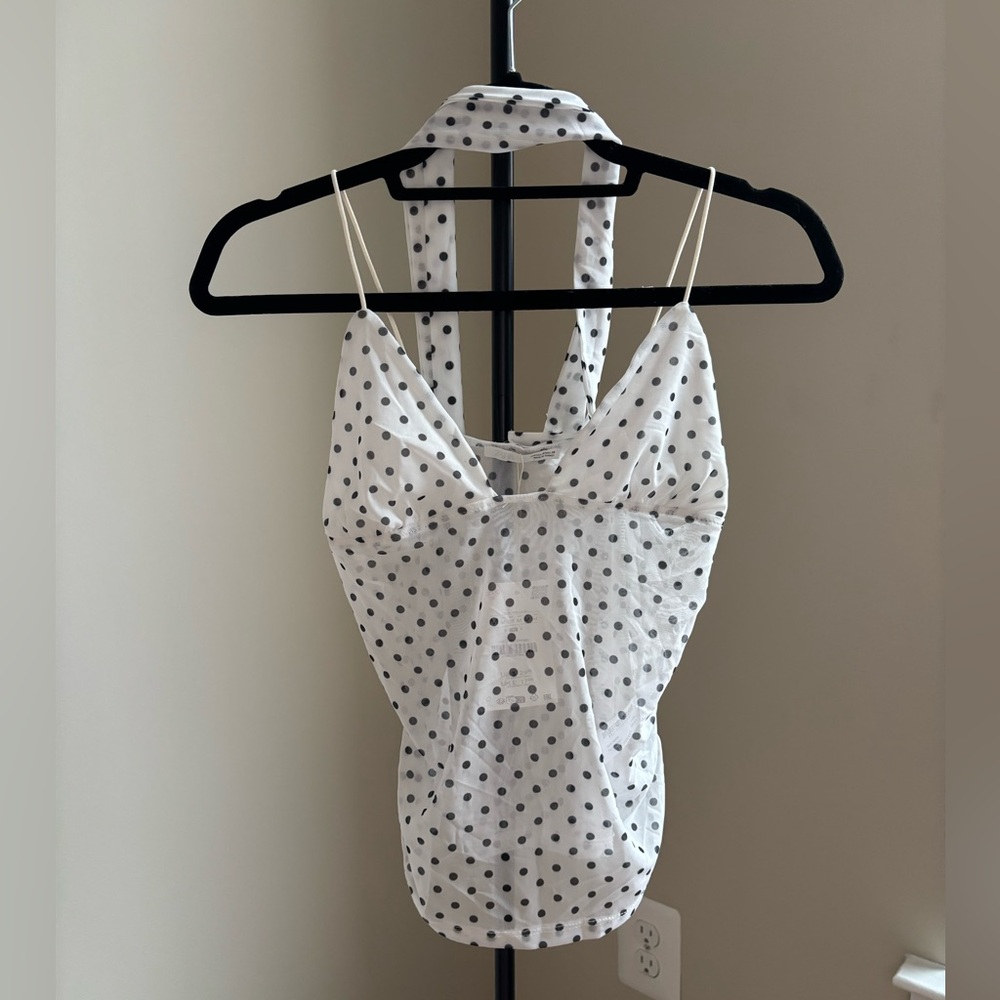 black and white polka dot tank top